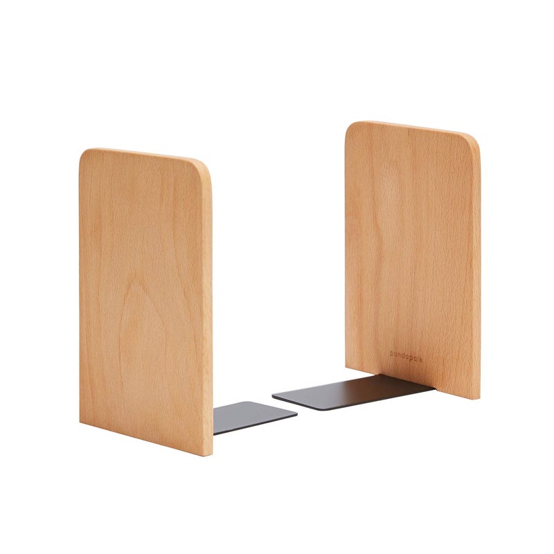 Pandapark Wood Bookends Non-Skid Bookend for Shelves Heavy Duty Bookends Book Stand for Books/CDs 1 Pair - Image 1